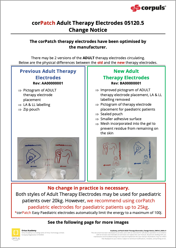 Change Notice - corPatch Easy Adult Pg. 1 - Image