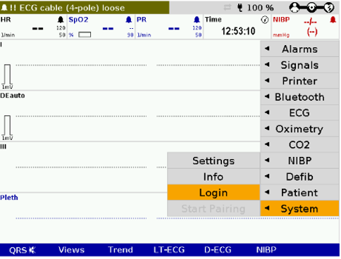 corpuls C3 Settings Menu