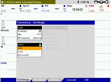 Telemetry Settings Corpuls C3