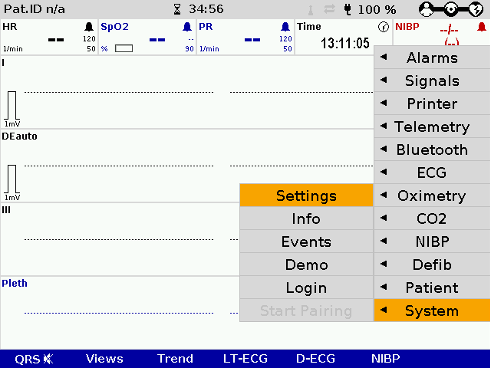 corpuls c3 system settings